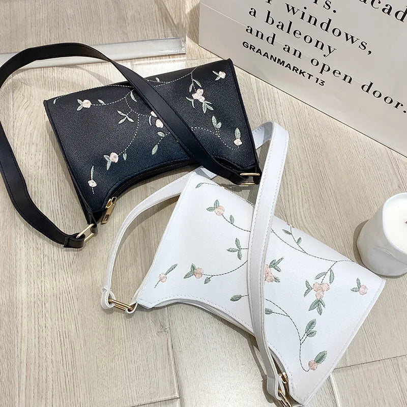 Sac à main en cuir PU souple pour femmes, petit fourre-tout pour filles, sacs sous les bras, sac à main de voyage de plage, dentelle florale, été initié