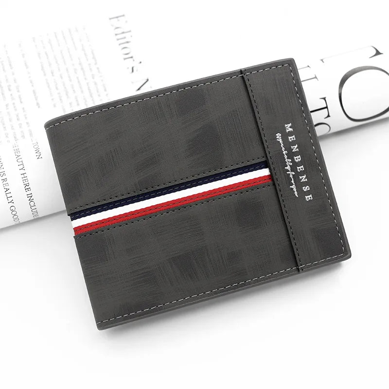 2024 New Short Men Wallets Slim Card Holder Name Print Male Purses Luxury PU Leather Coin Pocket High Quality Small Men's Wallet