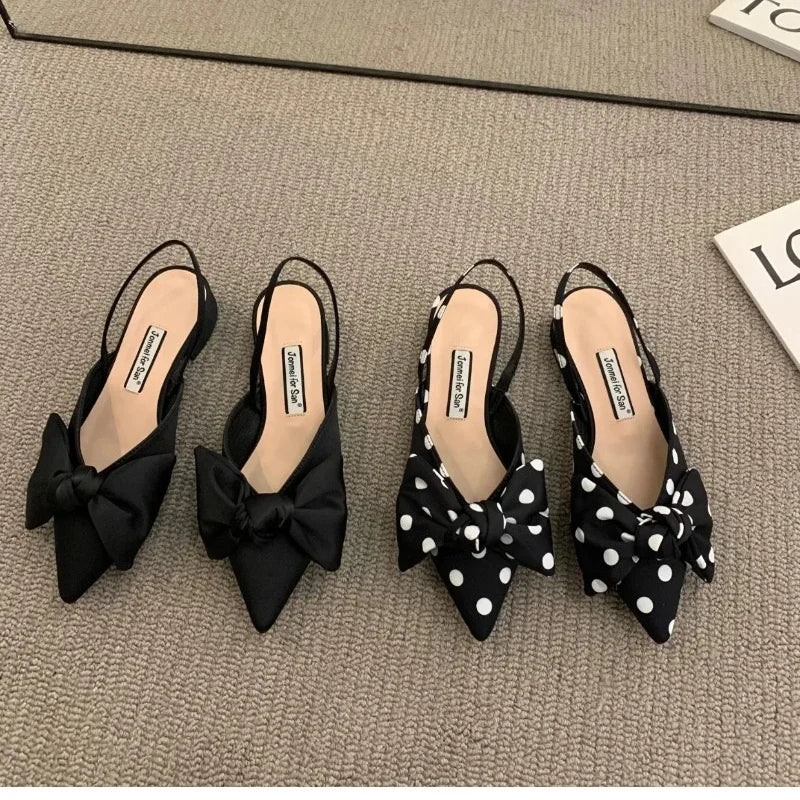 Sandales à talons bas pour femmes, chaussures élégantes à bretelles pointues, escarpins De fête à la mode, 2023