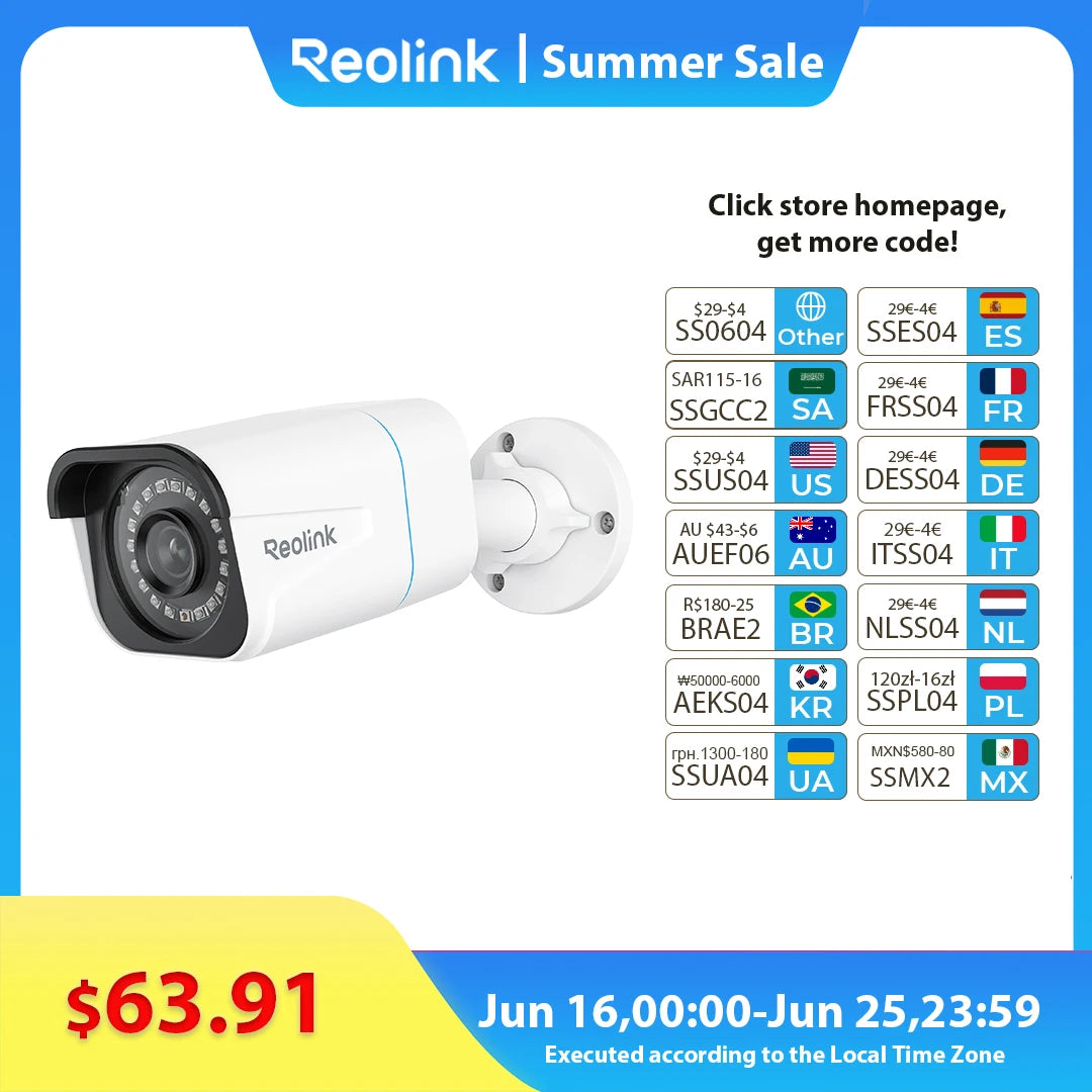 Reolink-Caméra Extérieure 8AJ4 K PoE Détection Humaine/Voiture Infrarouge Vision Nocturne Bullet Smart Home Caméra de permission IP RLC-810A