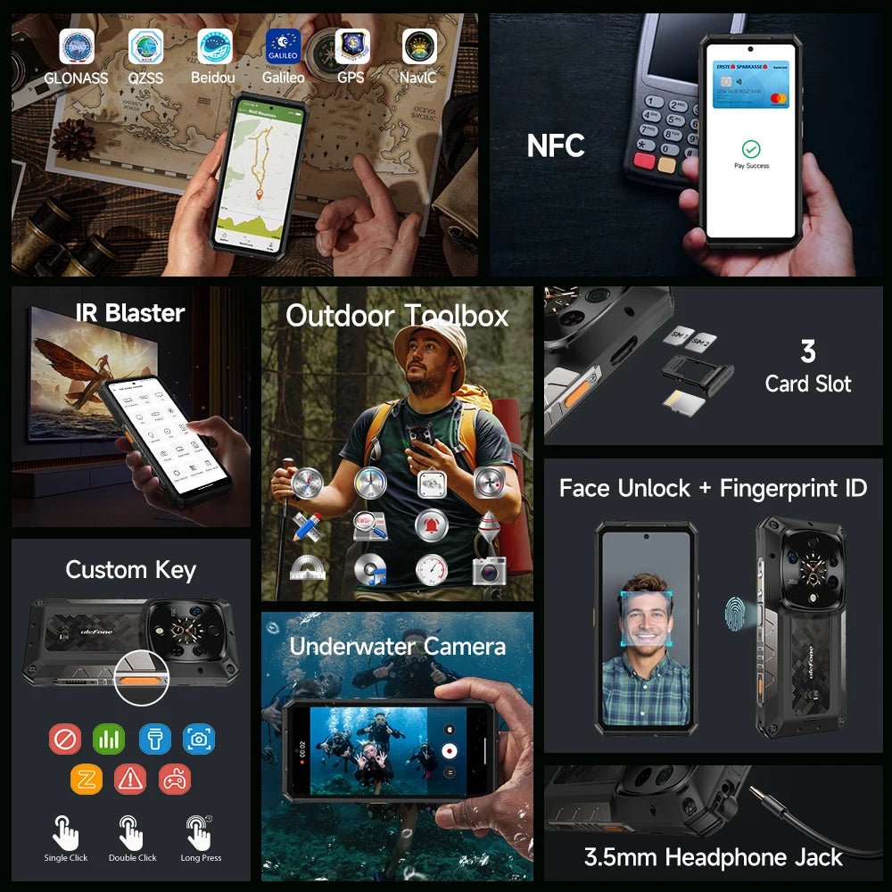 【Première mondiale】Ulefone Armor 28 Pro 5G Téléphone robuste AI 32 Go RAM 512 Go ROM Smartphone 120 W MTK Dimensity 7300 Téléphone portable 10600 mAh 6,67 "AMOLED