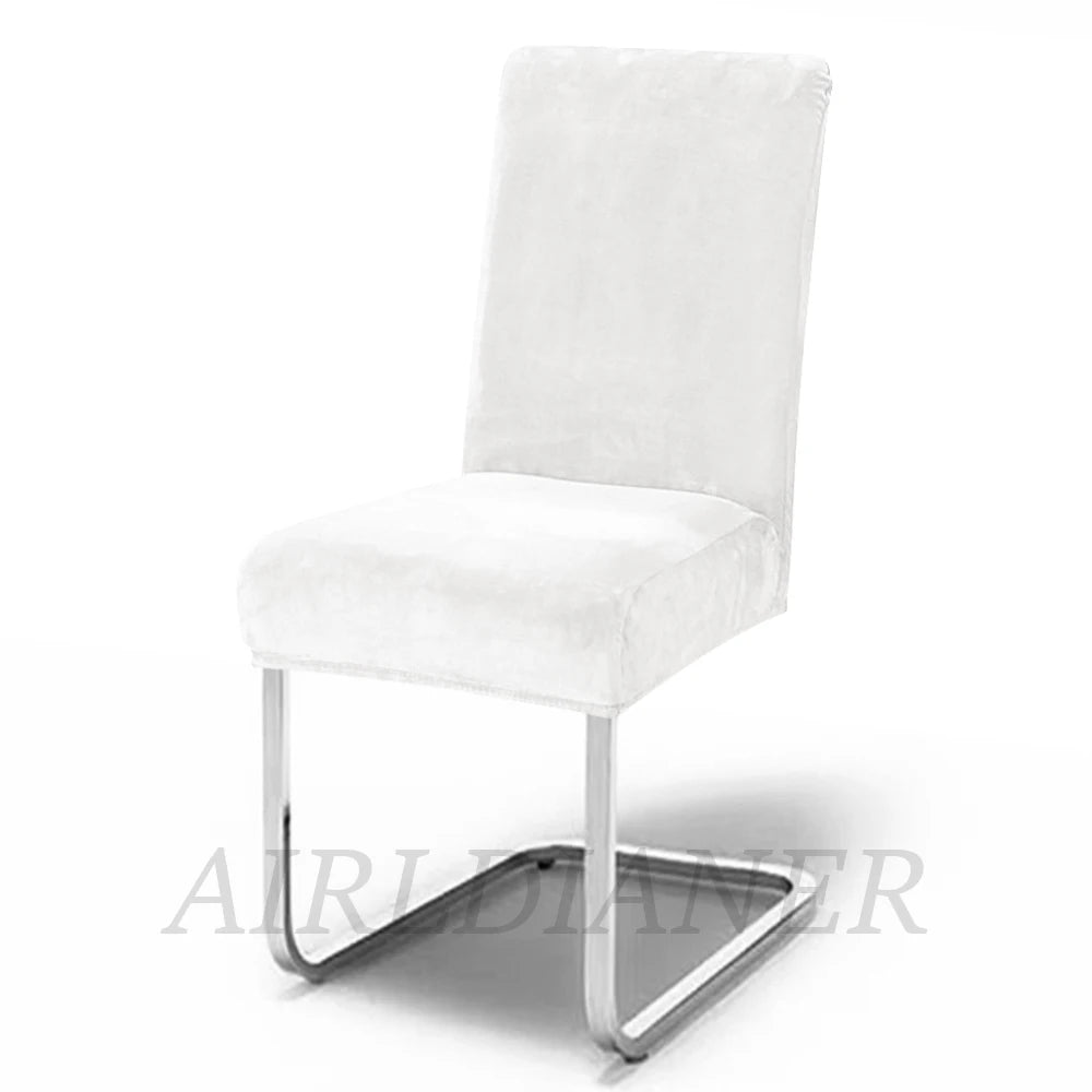 Housses de chaise en velours doux, épais, couleur unie, housse de siège extensible pour salle à manger, bureau, Banquet, Restaurant, 1 pièce