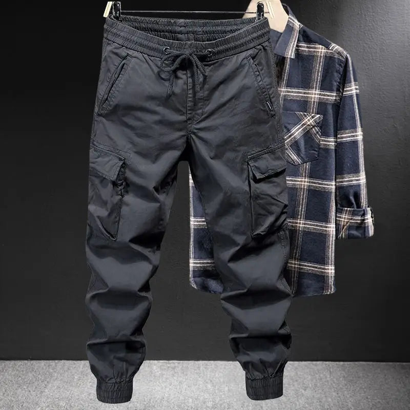 Pantalon cargo mince coréen pour hommes, poches décontractées, taille élastique, vêtements pour hommes, document solide, proximité, Wstring, printemps, automne, nouvelle mode