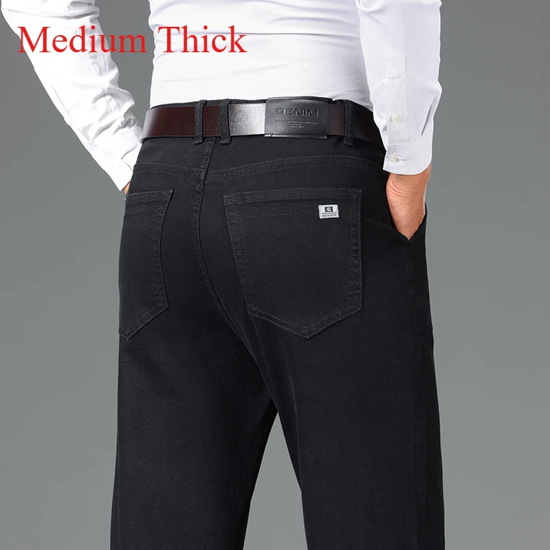 Jean en coton élastique pour hommes, marque fine ou épaisse, mode gris, confortable, Denim, Business, décontracté, taille haute, 2024