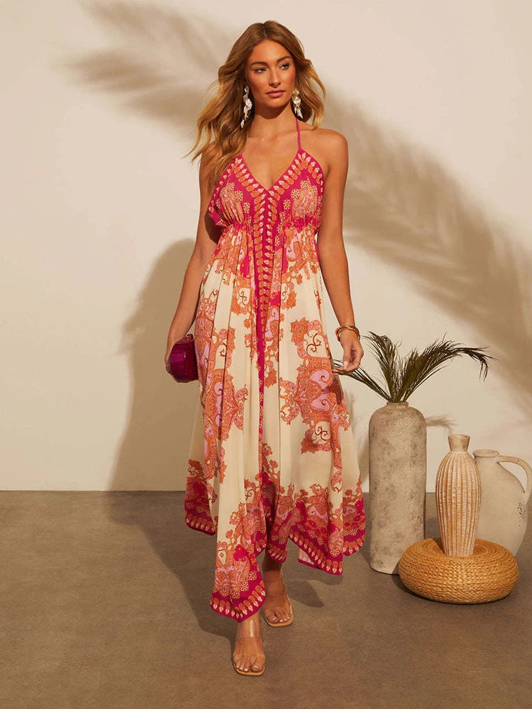 Robe longue à fleurs bohème pour femmes,vêtements pour femmes, robe sexy, robe été pour femme, robes de plage