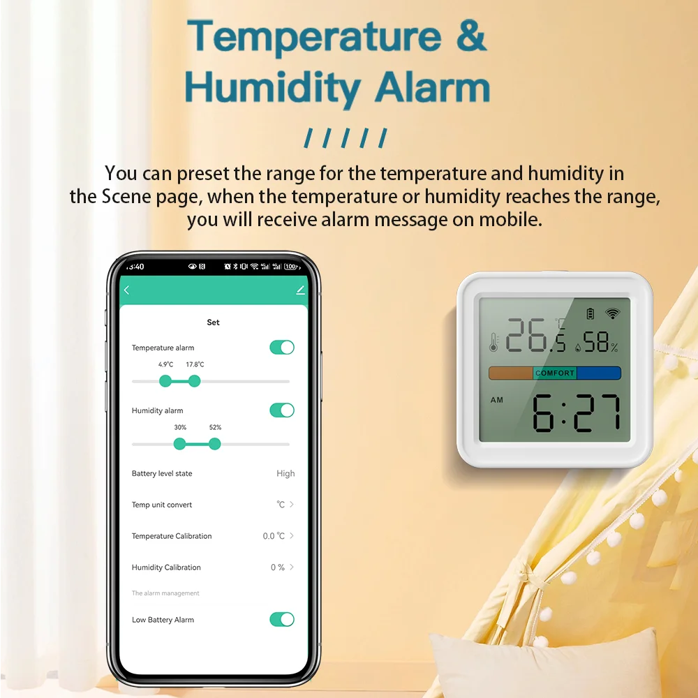 Tuya – capteur de température et d'humidité WIFI, hygromètre, thermomètre, rétro-éclairage pour maison intelligente, prise en charge de la vie intelligente, Assistant Alexa Google