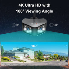 LS VISION 8MP 4K 180 °   Caméra IP panoramique WIFI à double objectif, Angle de vue Ultra grand, détection de mouvement extérieur, caméra de sécurité domestique