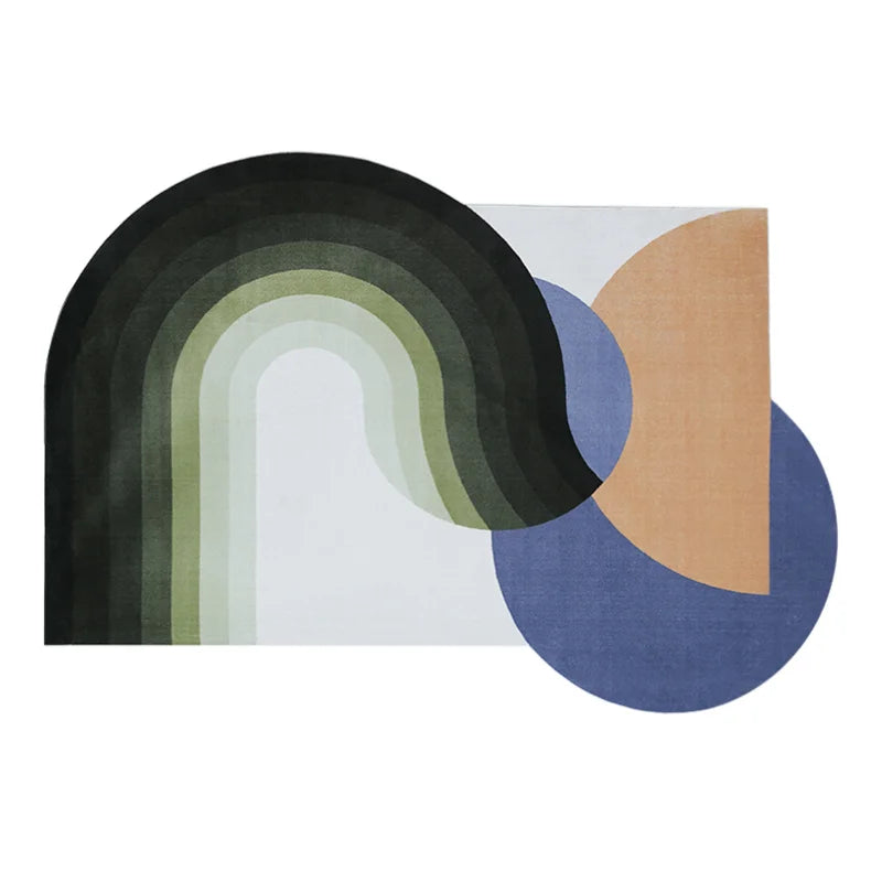 Tapis de luxe léger pour salon, en forme irrégulière, en peluche, polymères de sol, nordique, décor de chambre à coucher, rayé, épais, non ald lea