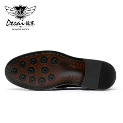 Desai-Chaussures en cuir véritable pour hommes, mocassins confortables, semelle souple, coupe basse, style britannique, chaussures d'affaires décontractées