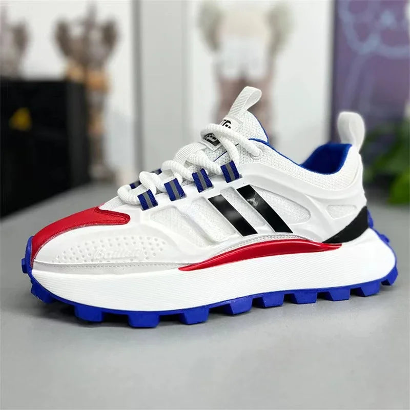 Chunky Sneaker Men Designer Running Shoes Fashion Casual Microfiber Leather Mesh Breathable Height Increased Flat Platform Shoes