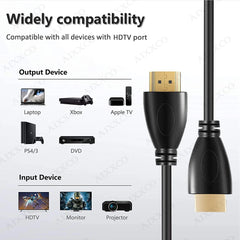 AIXXCO 0.5M 1.5M 1M 2M 3M 5M 10M 15M câble compatible HDMI plaqué or 1.4 1080p câbles vidéo 3D pour commutateur séparateur HDTV