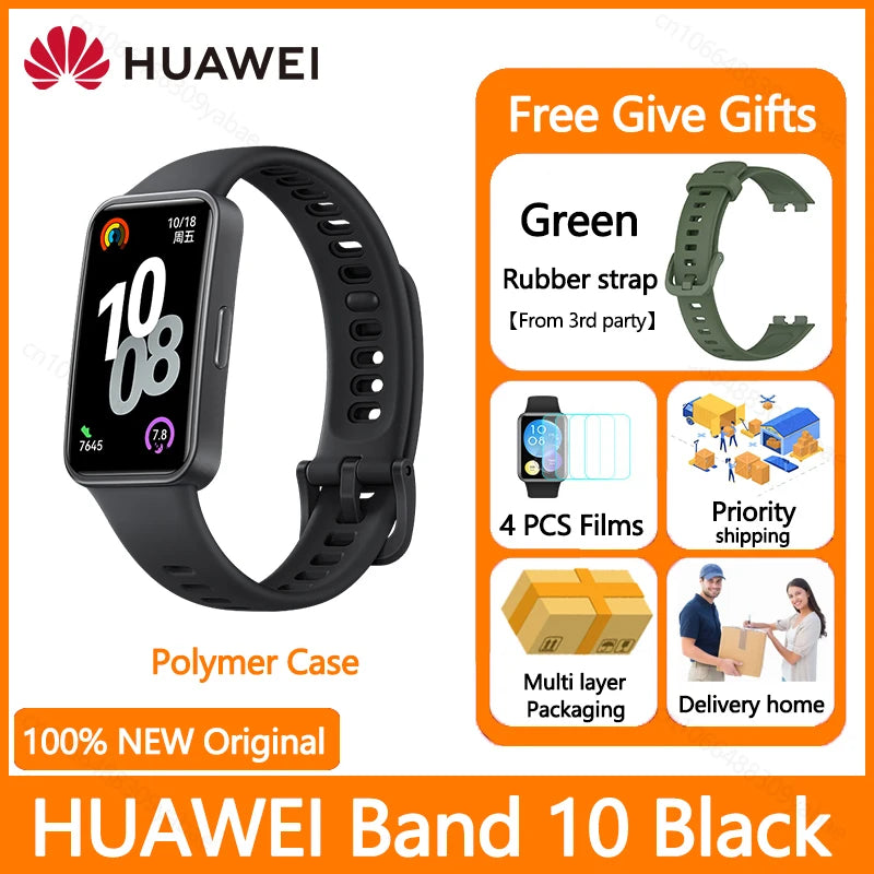 Montre connectée Huawei Band 10, originale, Compatible avec IOS et Android, suivi du sommeil, moniteur de santé, autonomie de 14 jours, nouvelle collection 2025