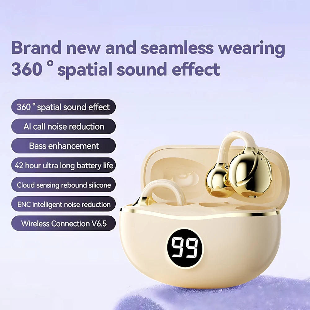 Casque sans fil Fone Bluetooth casque avec micro mains libres suppression du bruit écouteurs Clip oreille musique sport jeu bouchon d'oreille