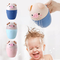 Outil de bain pour enfants, bonnet de bain cochon de dessin animé pour bébé, tasse de shampoing mignonne pour tout-petits, cuillère de lavage des cheveux, tasse de douche en Silicone souple pour nourrissons