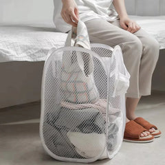 Panier de tri de linge sale pliant, cadre de lavage, sac de rangement en maille pour tissu de salle de bain, seau, organisateurs de linge, pochette de rangement