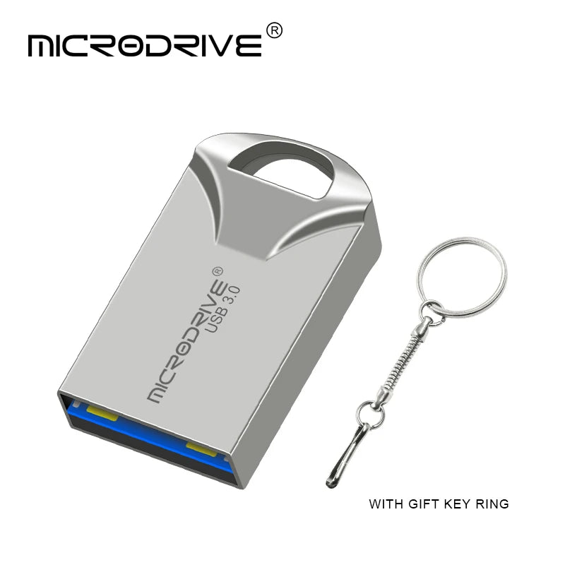 Clé USB 3.0 en métal haute vitesse, 16 go 32 go 64 go 128 go, clé USB étanche, Mini bâtons de mémoire avec porte-clés
