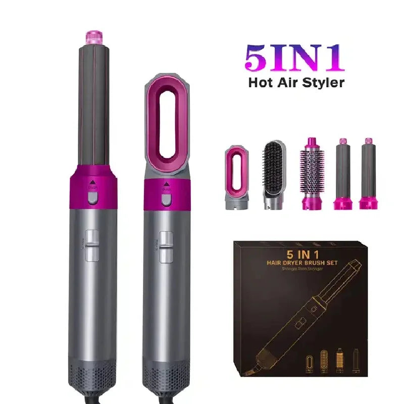 Sèche-cheveux électrique 5 en 1, peigne à cheveux, Ion négatif, brosse à bigoudi droite, sèche-cheveux, peigne à Air, Kit de brosse amovible, outil