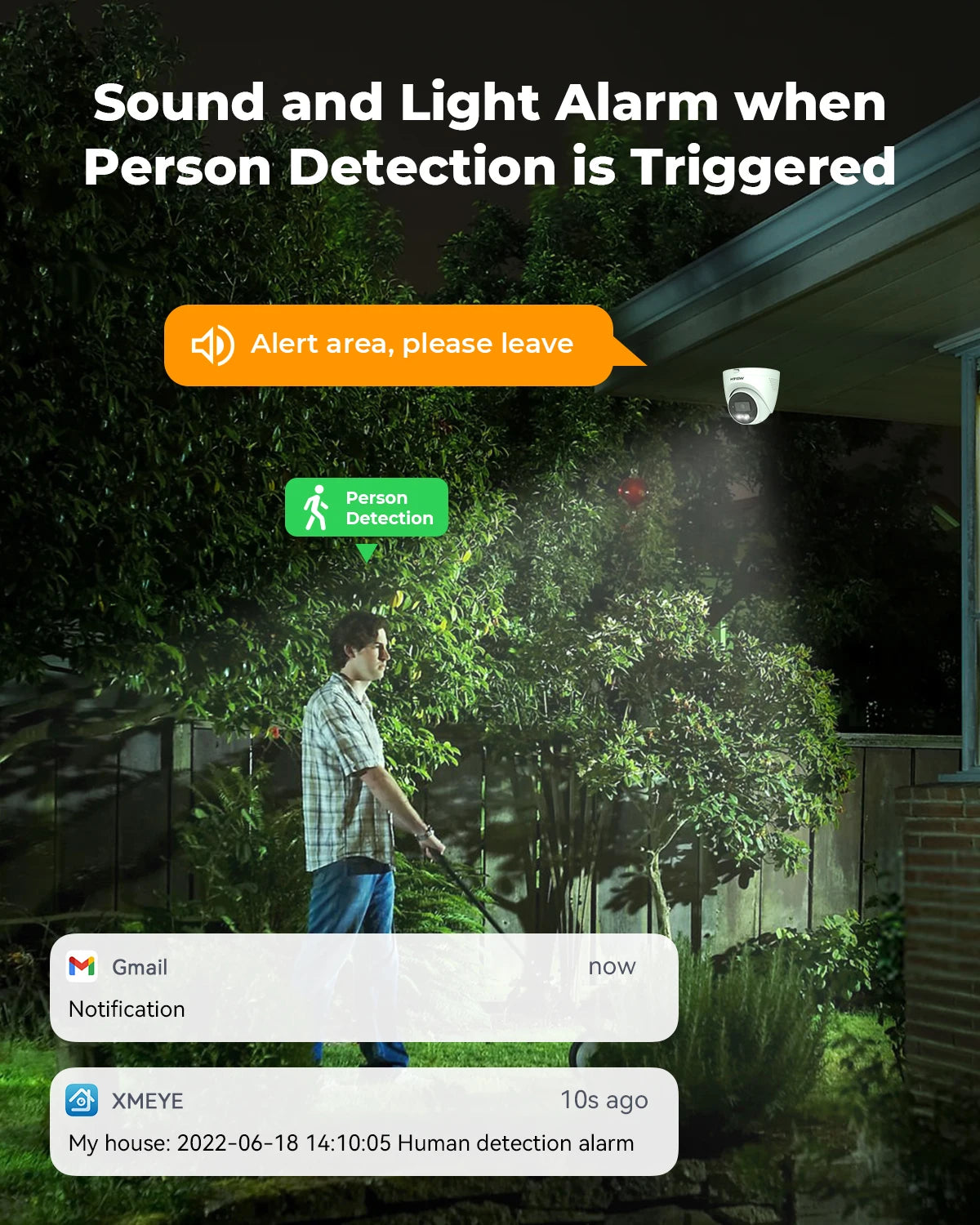 H.View-Caméra de surveillance étanche IP Poe Ai 5MP, dispositif de sécurité avec détection qualifiée ale, audio et vidéo, pour système Nvr Onvif