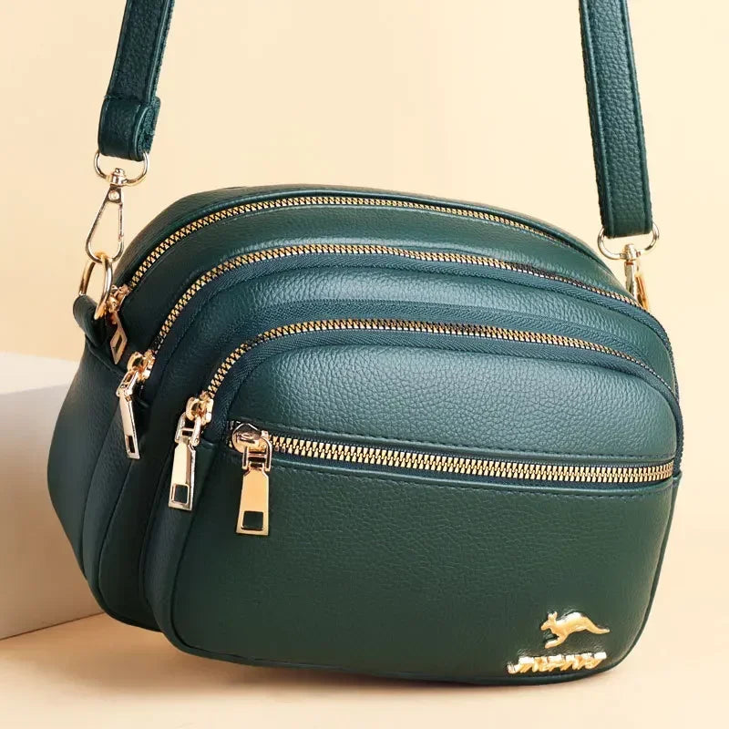 Sac à main en cuir souple de haute qualité pour femmes, sacoche à bandoulière multi-poches résistante à l'usure, Sac à main de luxe pour dames