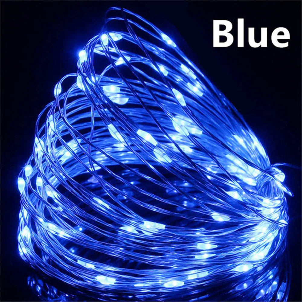 Guirlande lumineuse LED USB 10/20/30M, fil de cuivre et d'argent, guirlande lumineuse féerique étanche pour noël, décoration de fête de mariage