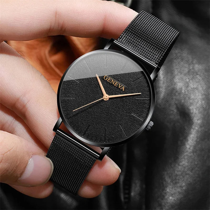 Montre Luxe Bracelet Ensemble Mode Entreprise Marron Cuir Quartz Poignets Montres pour Hommes Coffret Cadeau Relogio Masculino NO BOX