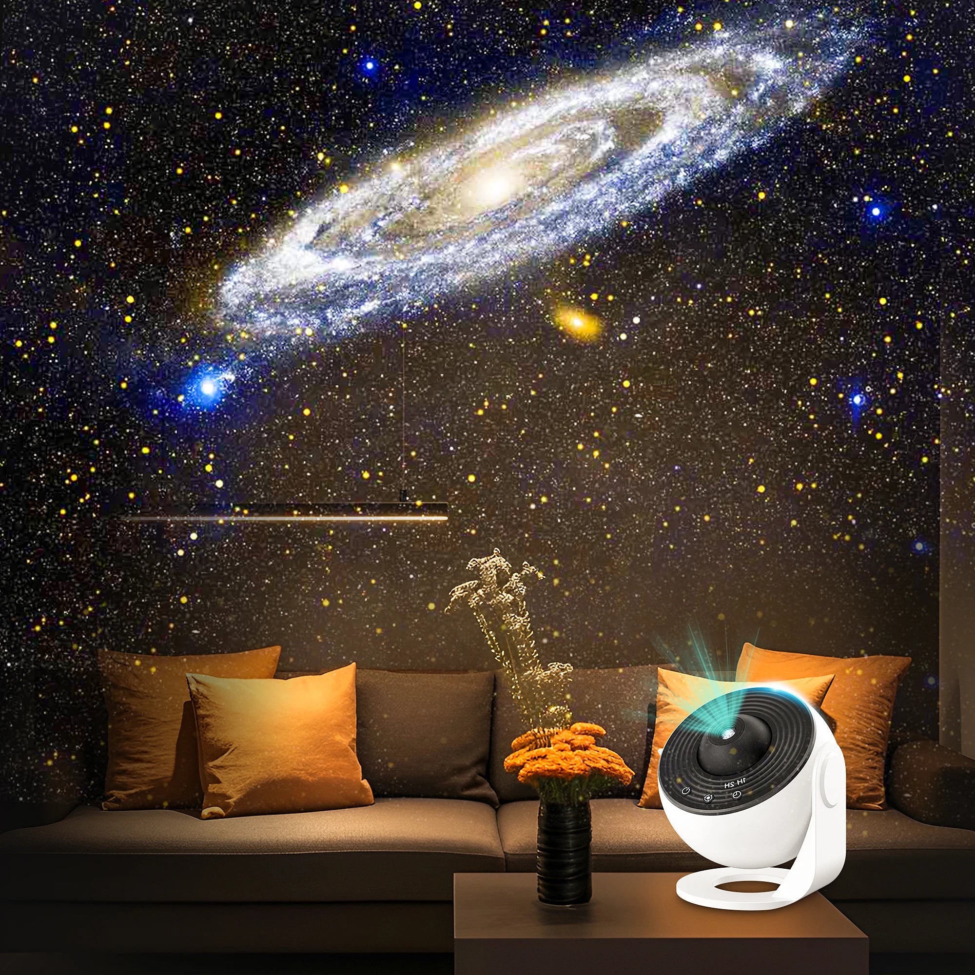 Projecteur d'étoiles, projecteur de galaxie planétarium 13 en 1, 360 ° Rotation, conception muette, image HD et synchronisation pour chambre à coucher, anniversaire, décoration de noël