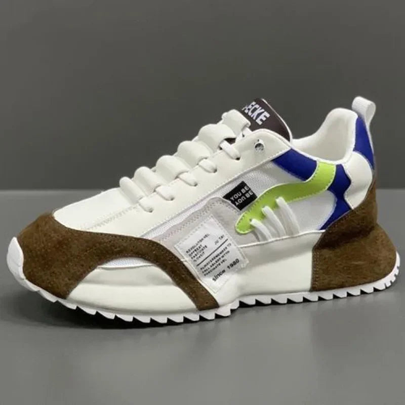 Man Sneakers Summer Mesh Moccasins Lace-up Leather Sports Four Seasons Casual Running Shoes Men's Comfortable Forrest Gump Shoe