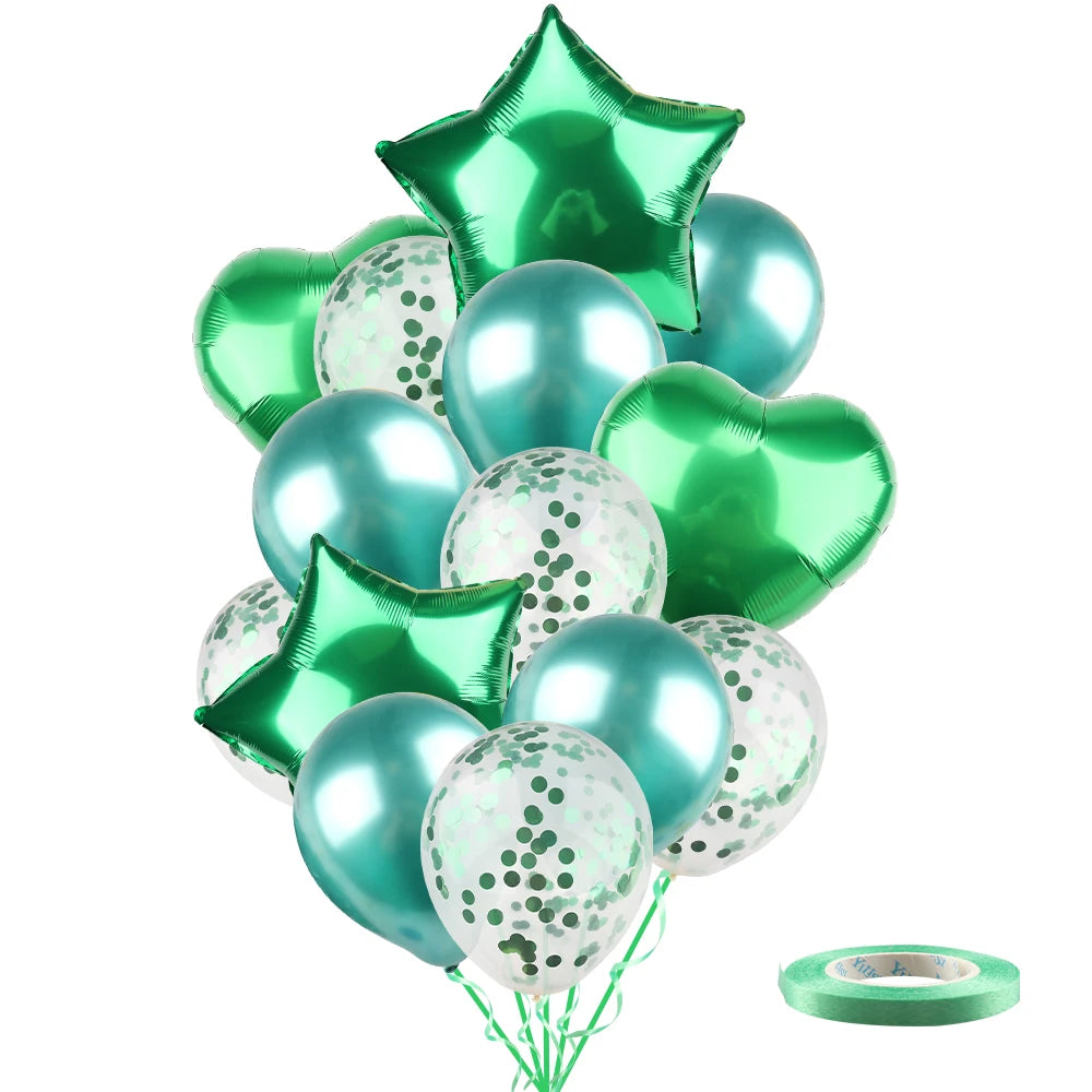 Ballons métalliques en forme d'étoile et de cœur, 14 pièces, ensemble de confettis or rouge bleu rose pour joyeux anniversaire, réception-cadeau pour bébé, mariage