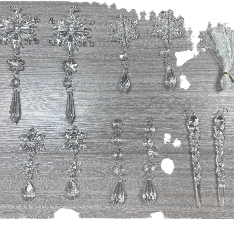 Flocon de neige en acrylique pour décoration de Noël, simulation de glace, arbre de Noël, ornement de confrontation, décorations pour la maison, cadeau de nouvel an, 2024, 2025, 5 pièces, 10 pièces