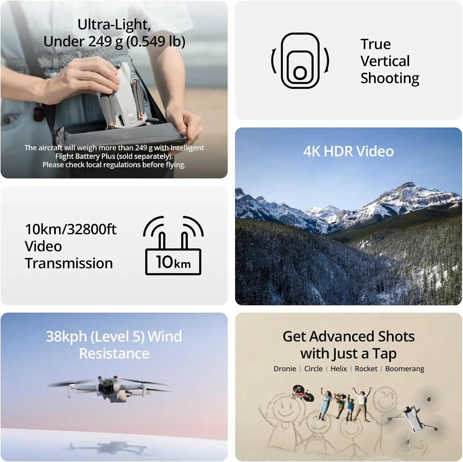 DJI Mini 3 Lightweight Mini Camera 4K HDR Video 38min Flight Time True Vertical Shooting DJI Original In Stock