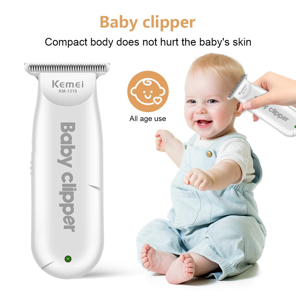 Kemei-Tondeuse à cheveux électrique portable pour bébé, mini machine à couper les cheveux pour enfants, rasoir silencieux aste, tondeuse à faible bruit, 1319