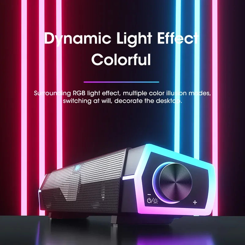 Barre de son RGB haut-parleurs d'ordinateur Bluetooth 5.3 USB haut-parleur filaire Surround stéréo caisson de basses barre de son pour ordinateur portable ordinateur portable