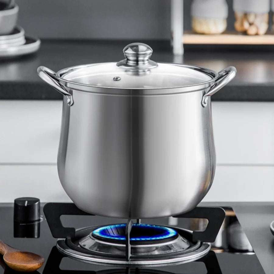 Grand pot en acier inoxydable, idéal pour soupes, ragoût et plus encore, Durable, facile à nettoyer, Gadget de cuisine essentiel, 1 pièce