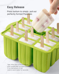 Outils de crème glacée bricolage d'été avec bâtons en bois, moules à popsicle en silicone, accessoires de cuisine, collations pour enfants