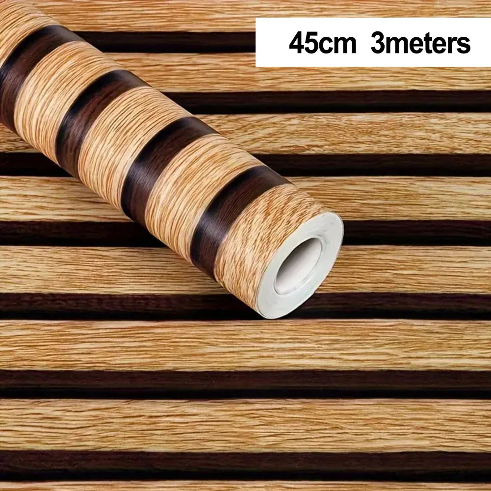 Home Renovation PVC Wall Stickers Imitation Wood Grain 45cm*3 Meters Color Variations Easy Installation Effortless Cleaning