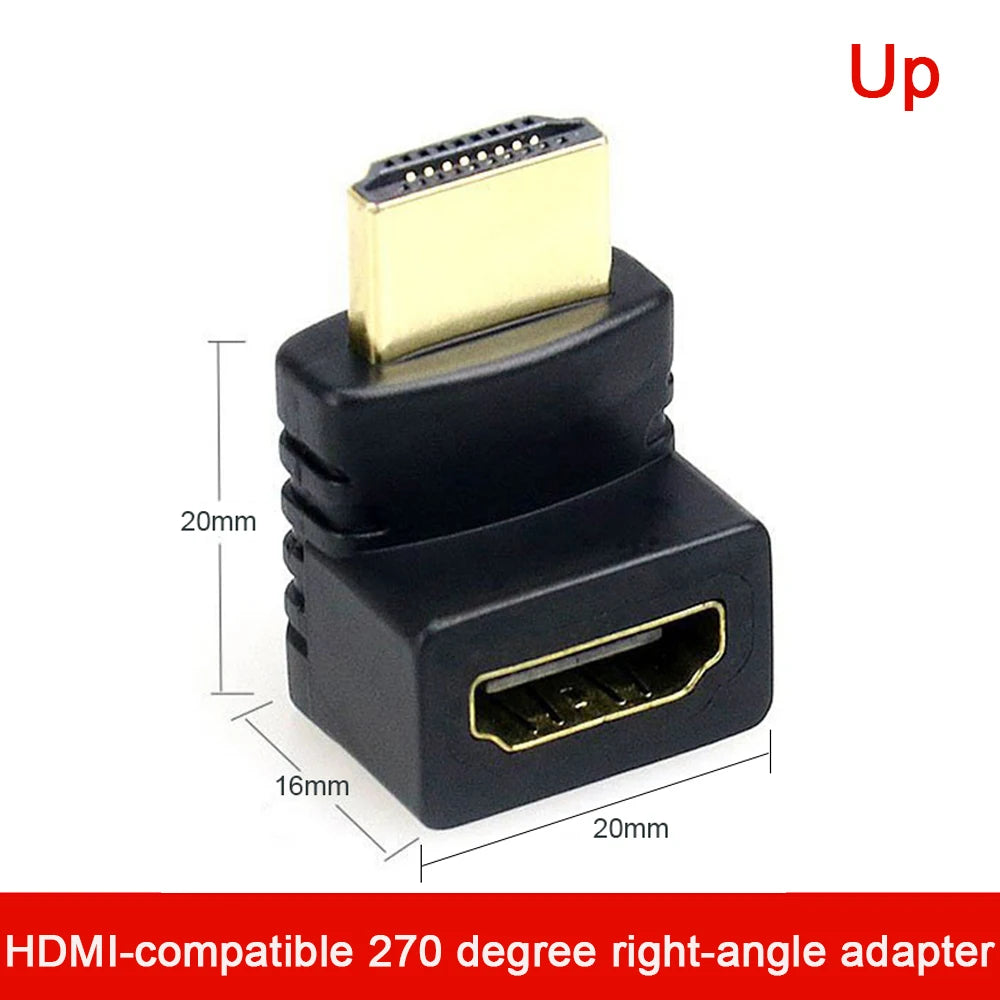 Adaptateur Compatible HDMI, convertisseur mâle à femelle à Angle droit de 90 à 270 degrés, connecteur HD 4K, prolongateur Mini/Micro Compatible HDMI
