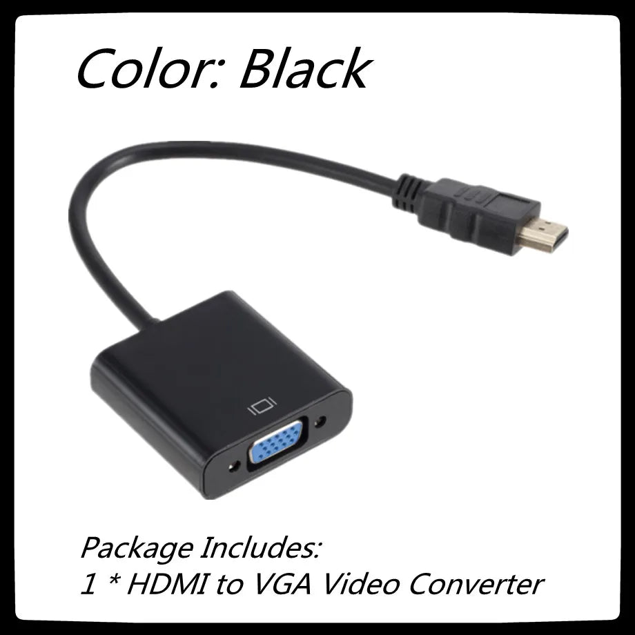 Adaptateur HDMI vers VGA 1080P, câble convertisseur HDMI mâle vers VGA femelle, convertisseur analogique numérique pour tablette, ordinateur portable, PC TV