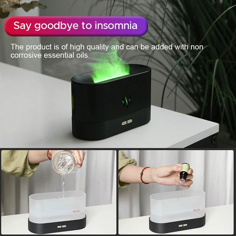 Humidificateur portatif de flamme de feu d'air h2o de salle de couleur de changement de Led Usb de brume fraîche humidificateur de diffuseur d'huile essentielle d'arome