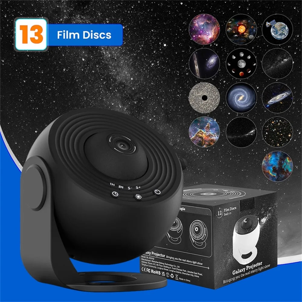 Projecteur d'étoiles, projecteur de galaxie planétarium 13 en 1, 360 ° Rotation, conception muette, image HD et synchronisation pour chambre à coucher, anniversaire, décoration de noël
