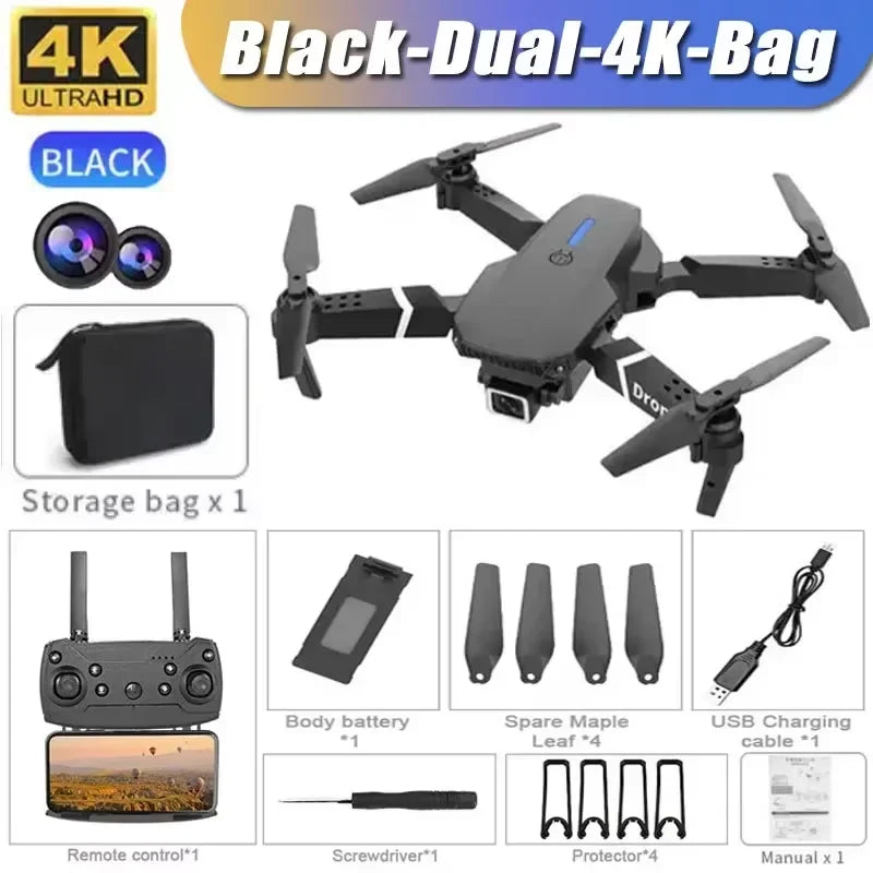Drone professionnel E88 4K avec caméra grand angle HD 1080P, WiFi, FPV, recommandé de tenir un importateur RC pliable, hélicoptère quadrirotor, jouets pour enfants