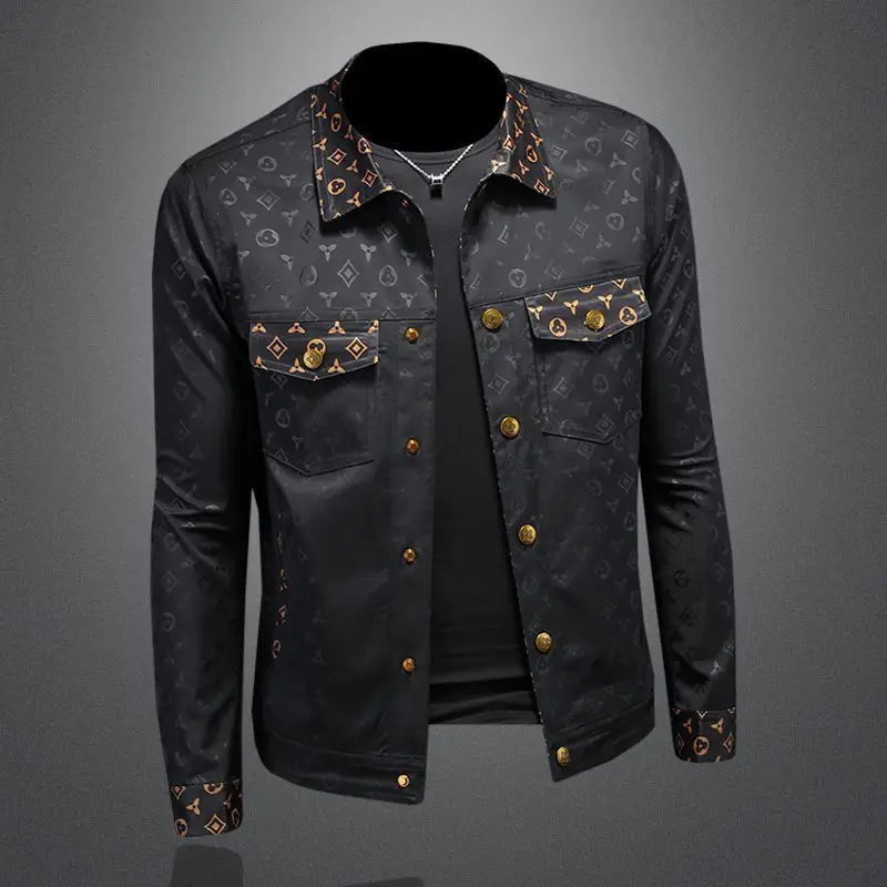 Veste à fleurs foncées pour hommes, grande taille, revers, décontracté, mince, beau, tendance, vêtements pour hommes, automne, nouveau