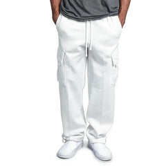 Pantalon Cargo en polaire pour hommes, pantalon de survêtement ample avec cordon de serrage avec poches, pantalon droit de sport, pantalon Long de Jogging, Hip Hop Streetwear