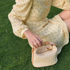 Sac à bandoulière en paille pour femmes, nouvelle mode 2023, petit fourre-tout en tricot, sac à main bohème d'été, sac à main seau de voyage, sacs de plage