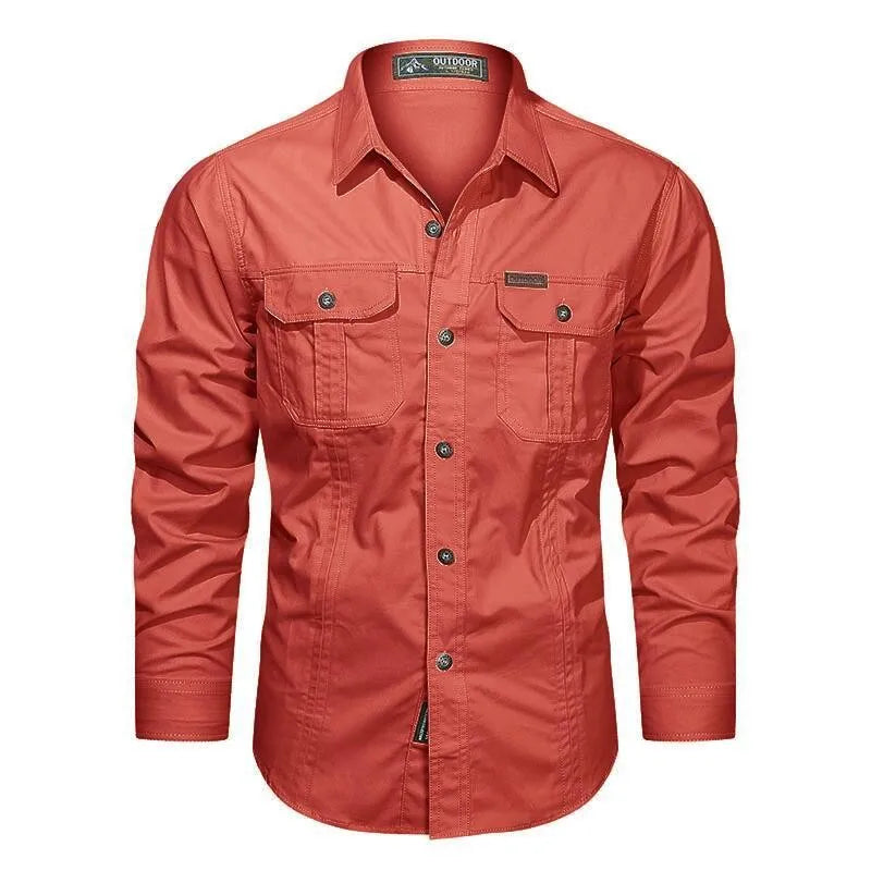 Printemps Automne Chemises Hommes À Manches Longues Casual Chemise En Coton Haute Qualité Camisa Militar Surchemise Marque Vêtements Blouses En Plein Air