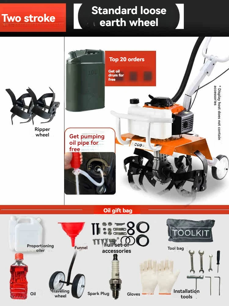 Micro motoculteur, petit motoculteur rotatif agricole à essence, machine de travail du ménage, machine de désherbage, machine de tranchée, labour
