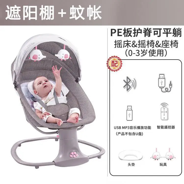 Fauteuil inclinable à bascule pour bébé, musique Bluetooth, chaise à bascule électrique avec télécommande intelligente pour bébé, berceaux confortables pour bébé