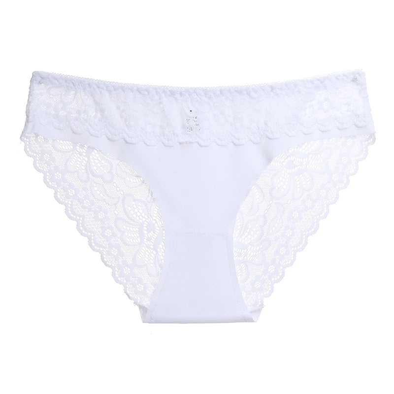 Sous-vêtements Sexy en dentelle pour femmes, Lingerie douce et confortable, culotte à bordure décorative, slip taille basse respirant
