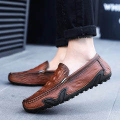 Mocassins de marque célèbre à motif Crocodile, chaussures en cuir véritable, chaussures décontractées à semelles épaisses, confortables et formelles
