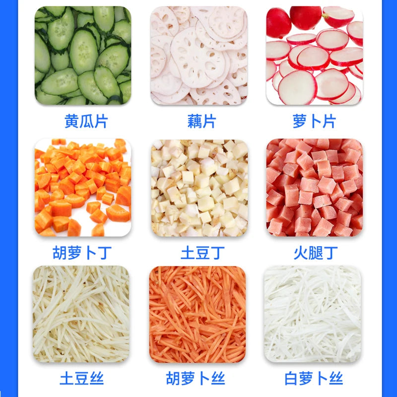 Coupe-pommes de terre électrique industrielle 300-800 KG/H, hachoir à légumes, trancheur en dés, Machine de découpe de légumes