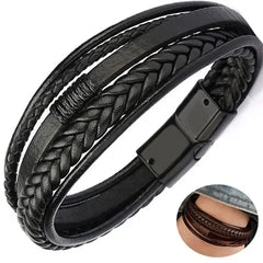 Delysia King Bracelet tressé en cuir tendance en alliage avec fermoir magnétique pour hommes